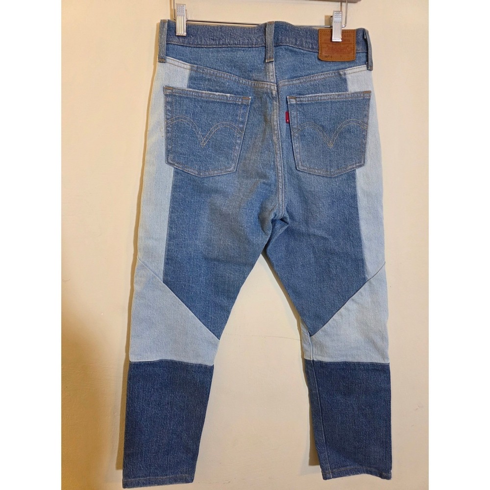 Levis Premium 501 S Skinny Patchwork Colorblock Jeans Blue 29502-0076 W28 L26 - Picture 3 of 9